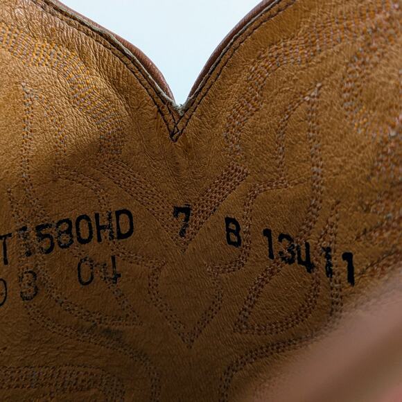 Lucchese Ostrich Goat Skin Boots 7 Red Tan Western Cowgirl Aesthetic Vintage - Picture 3 of 16